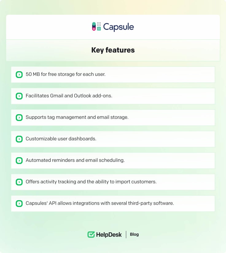 Capsule CRM key features