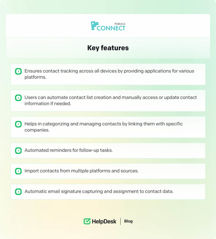 Pobuca Connect CRM key features