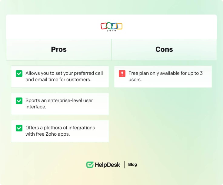 Zoho CRM pros and cons