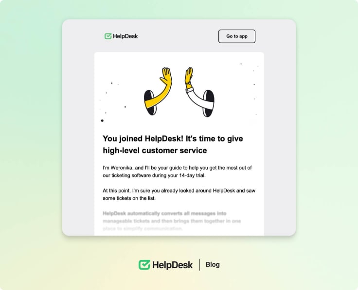 HelpDesk onboarding email. 