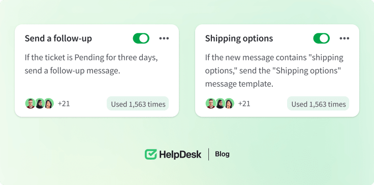 Automated replies in HelpDesk