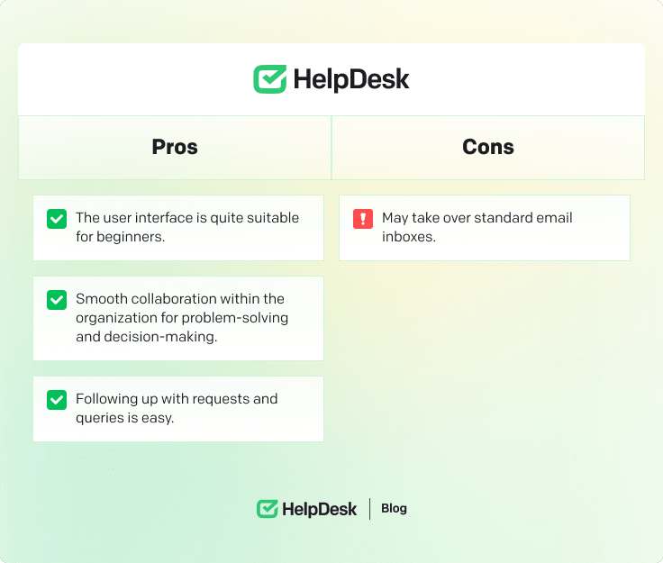 HelpDesk's pros and cons