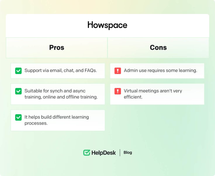 Howspace's pros and cons