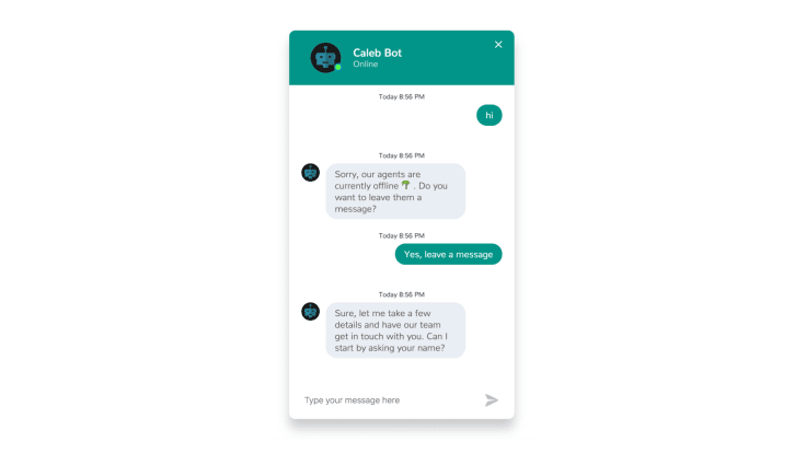 a green after-hours chat bot