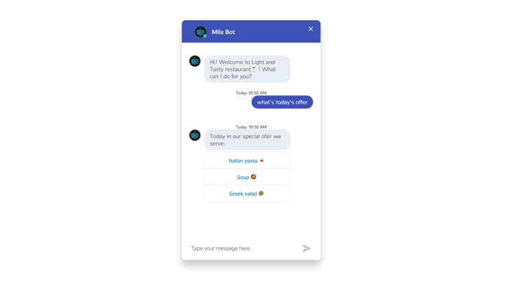 welcome chat bot