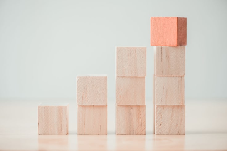 wooden blocks on a blue background