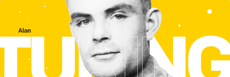 the image of Alan Turing, the creator of a chatbot 