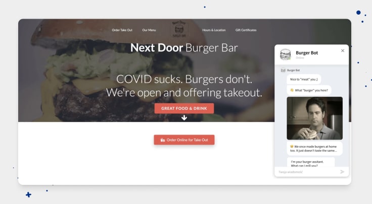 nextdoor burger bar chatbot 