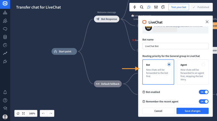 setting the routing priority in LIveChat