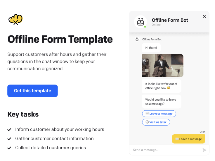 online form template chatbot