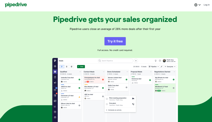 Pipedrive website 