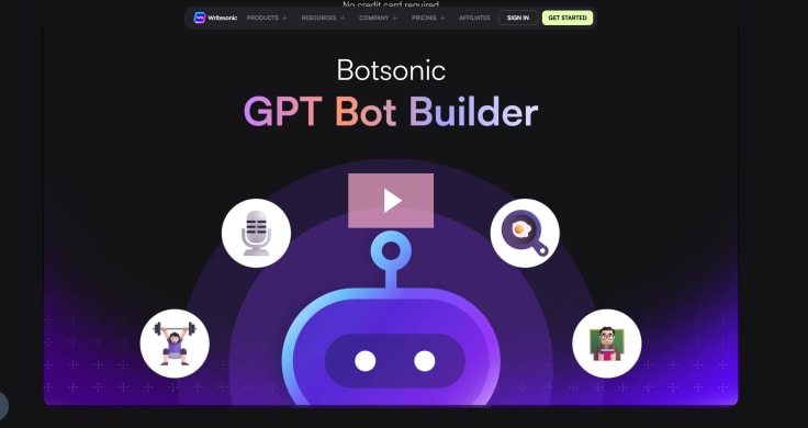 Botsonic main page