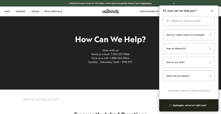 allbirds landing page