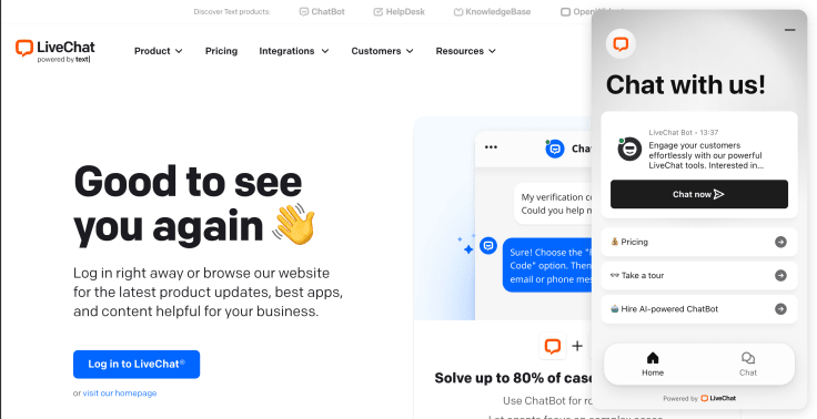 livechat landing page