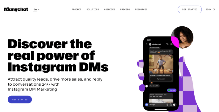 manychat landing page