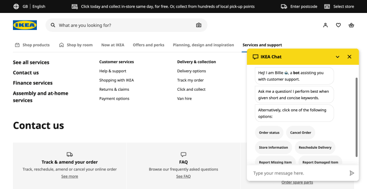 ikea contact us page