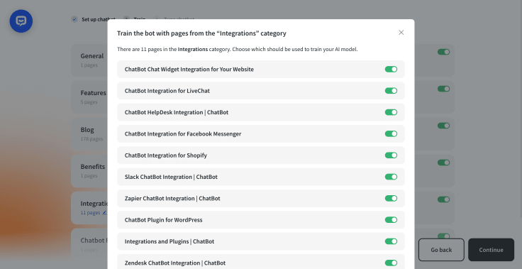 chatbot scanning pages view