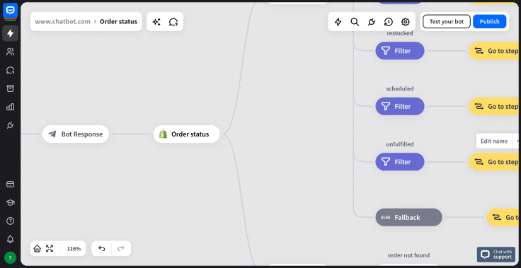 chatbot order status flow