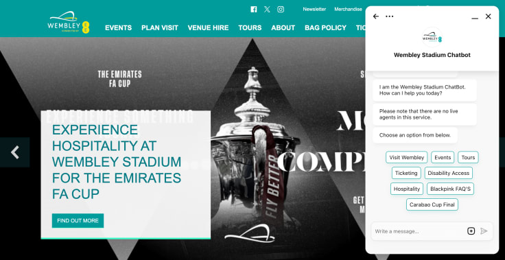 wembley stadium landing page
