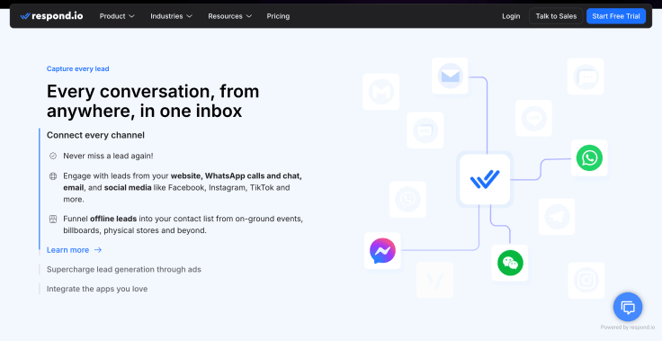 respond.io landing page