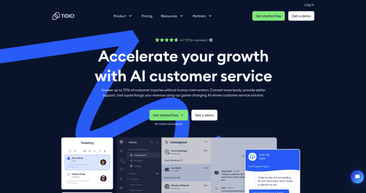 tidio landing page