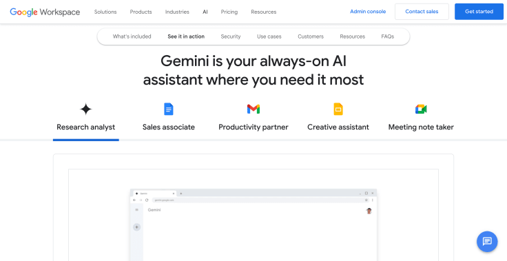 google gemini integrations section