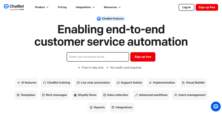 chatbot.com features page