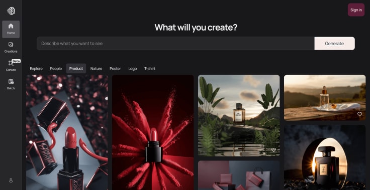 ideogram main page and search bar
