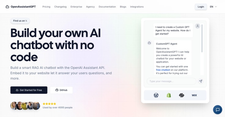open assistant gpt main page