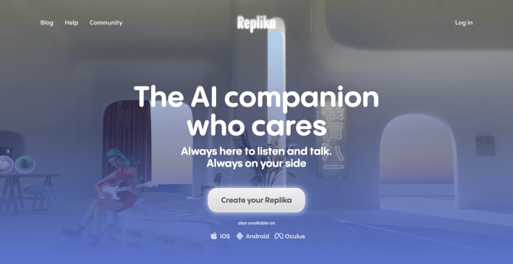 replika.ai main page