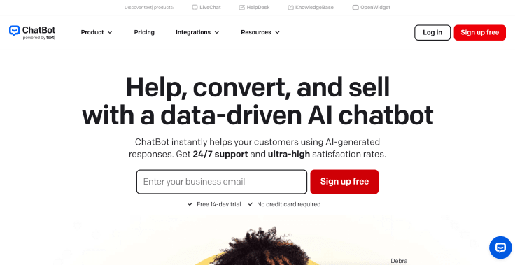 chatbot.com landing page