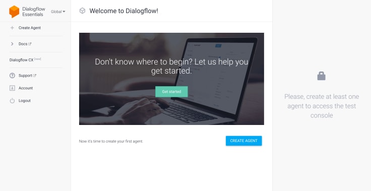 dialogflow landing page