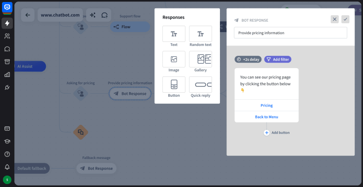 chatbot.com bot response configuration