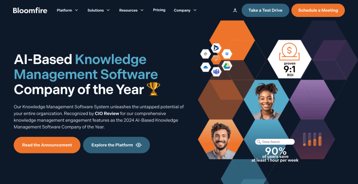 bloomfire landing page