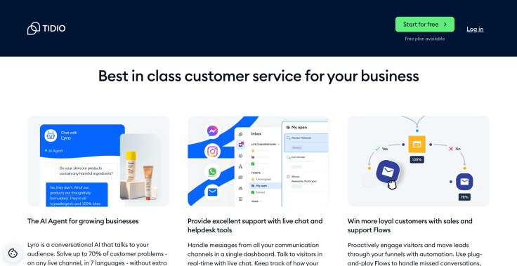 tidio landing page