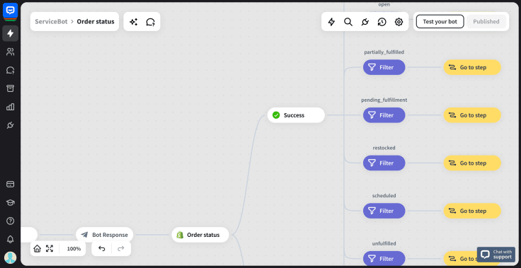 chatbot order status flow view