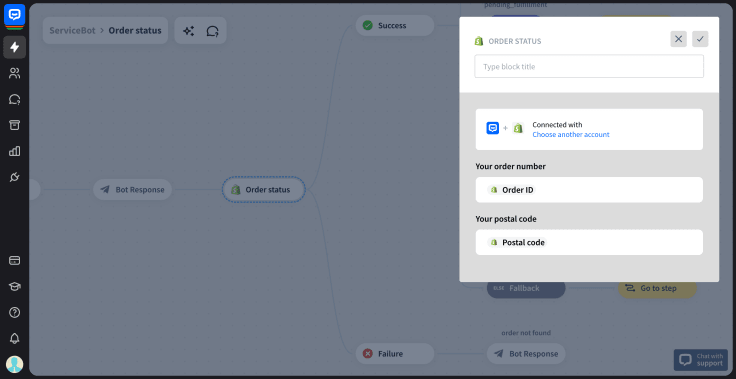 chatbot order status block view
