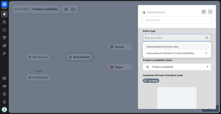 chatbot show products block view