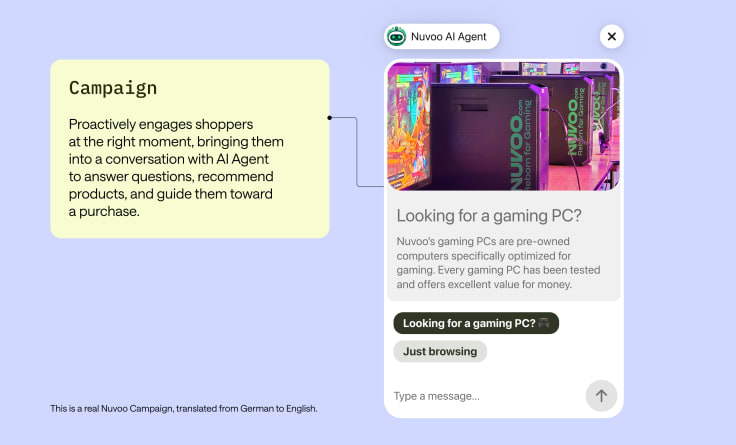 Text Campaign proactively starting a conversation with a Nuvoo shopper