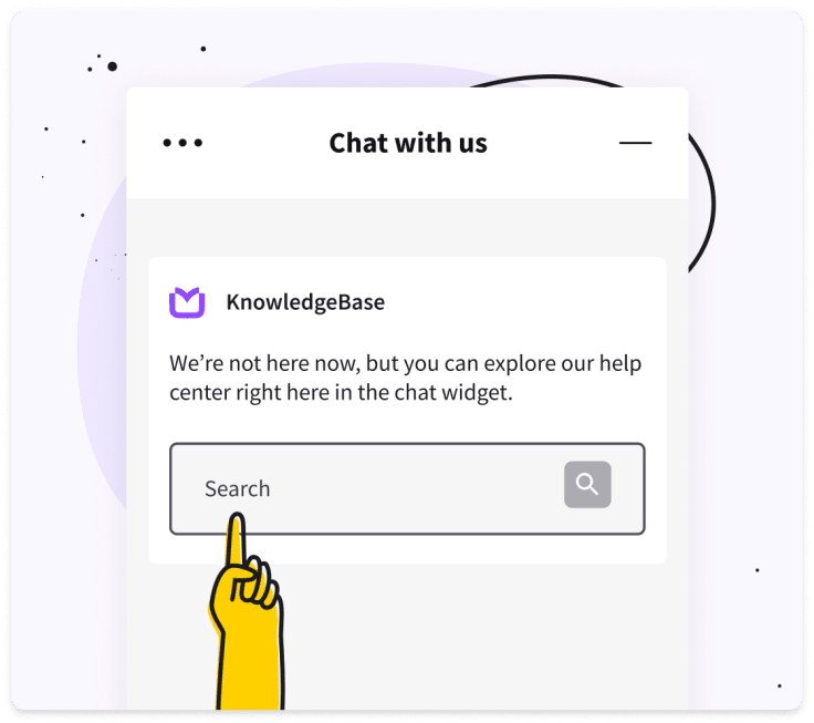 A chat window with a knowledge base widget inside