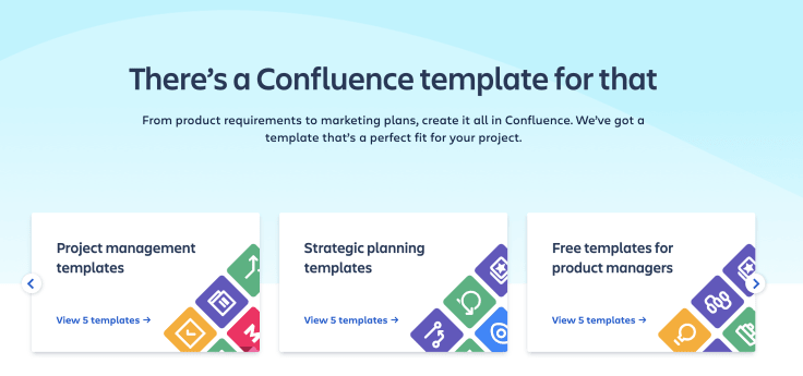 a screenshot from confluence showing confluence templates