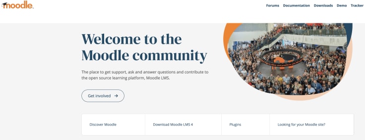 a screenshot of the homepage of moodle, a knowledge management tool