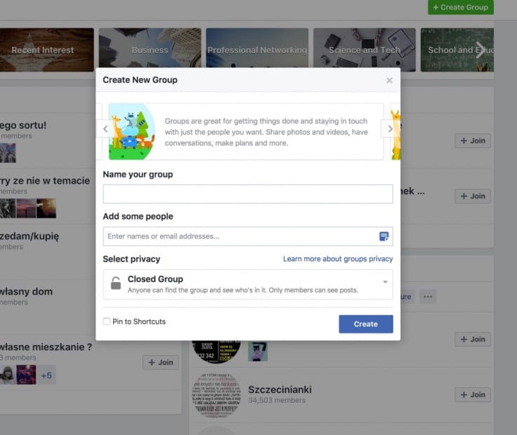 How to create a Facebook group