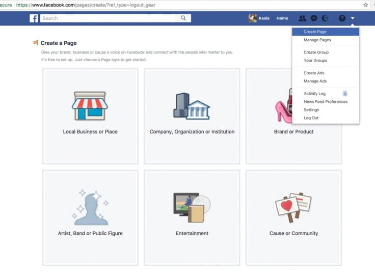 How to create a Facebook business page
