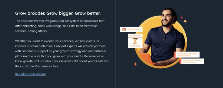 Hubspot reseller program's main website