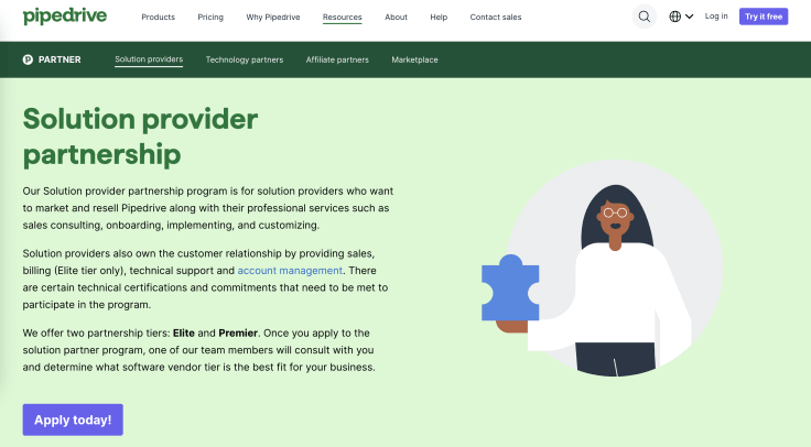 Pipedrive reseller program's main website