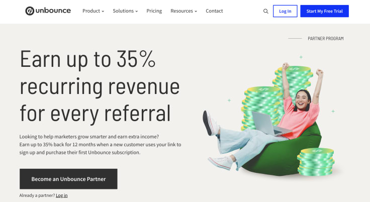 Unbounce reseller program's main website