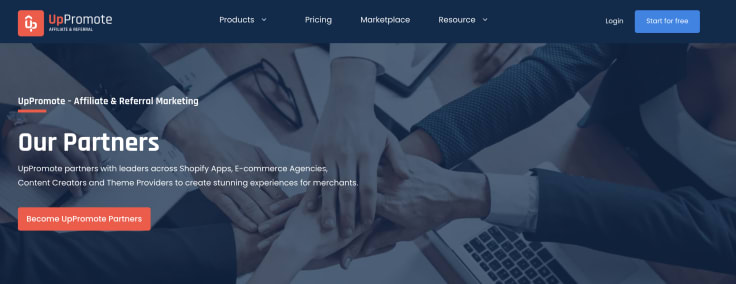 UpPromote reseller program's main website