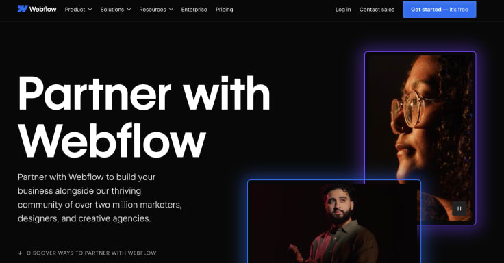 Webflow reseller program's main website