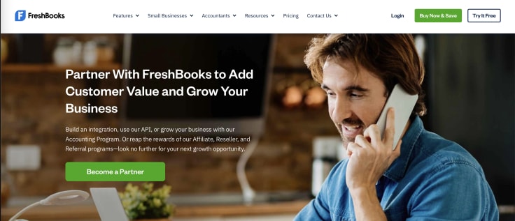 FreshBooks reseller program's main website